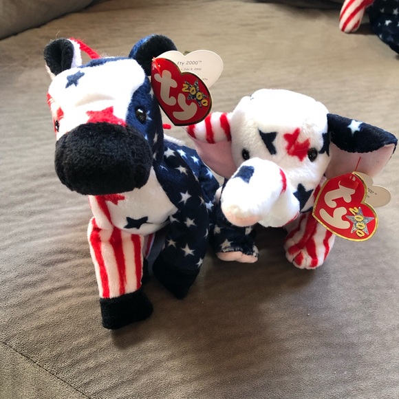 Beanie Babies Toys Pair Of Fourth Of July Beanie Babies Lefty And
